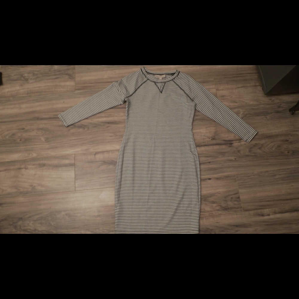 Black and White striped fitted dress